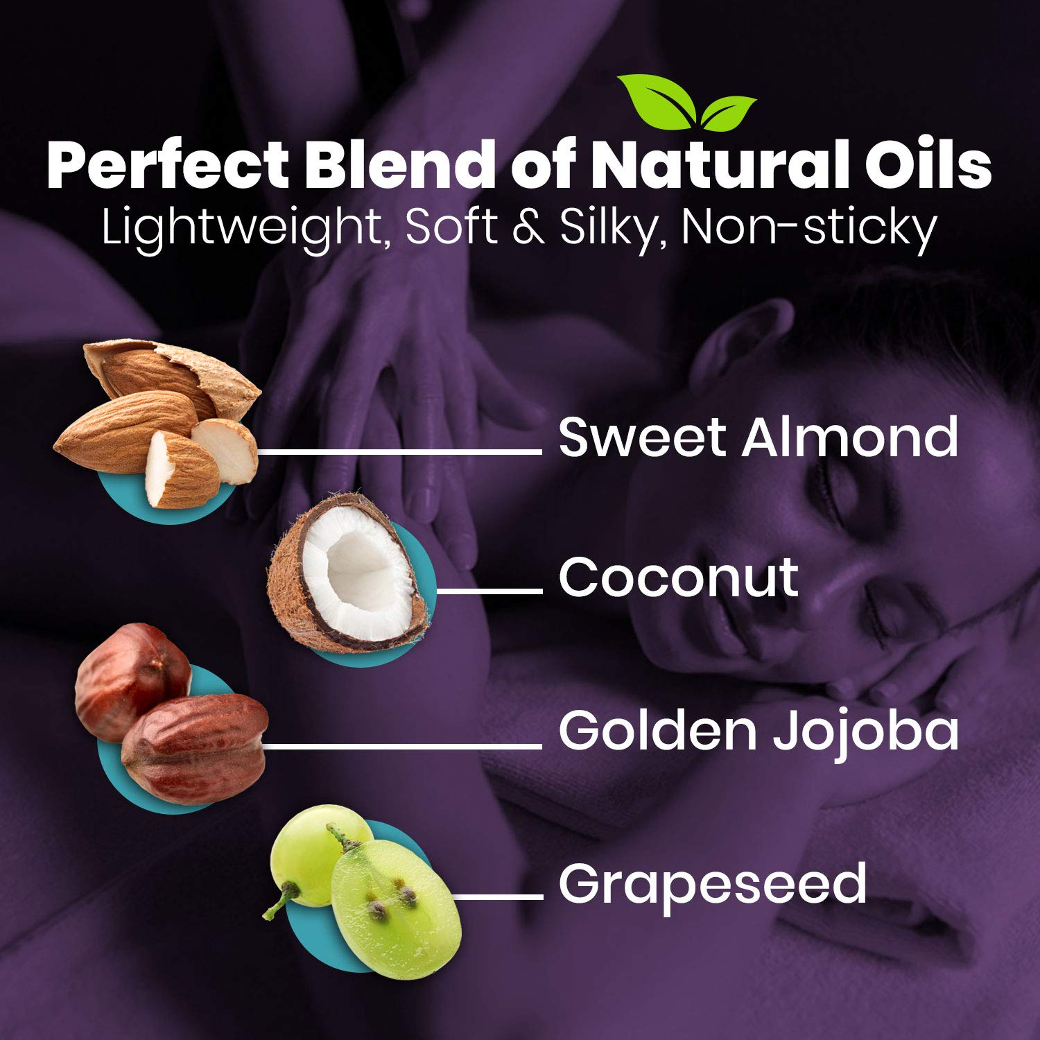 Skinsations - Sensual Massage & Body Oil - Lavender 16oz | Lightweight & Silky Soft, Edible Sweet Almond, Fractionated Coconut, Grapeseed & Jojoba Oils with Organic Lavender EO for Massage Therapy: Beauty