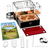 RIMSUNTA Terra Core S-Ant Farm Formicarium for Live Ants &amp; Queen, Expandable Ant Nest with Magnetic Trash Chamber, 18 mL Water Feeder, Dual Humidity System, Red Cover &amp; Starter Kit