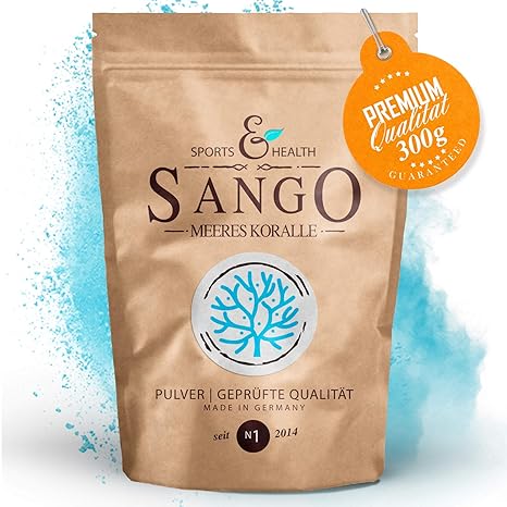Sango Meereskoralle Pulver - Große Packung mit 300g + Gratis Dosierlöffel - natürliches Calcium und natürliches Magnesium Im 