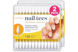 Fran Wilson NAIL TEES COTTON TIPS 120 Count (2 PACK) - The Ultimate Nail Tool, Multi-Purpose Double-sided Swabs with Pointed Ends for Precise Touch-ups and the Perfect At-Home Manicure & Pedicure