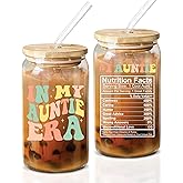 NewEleven Gifts For Aunt - Aunt Gifts From Niece, Nephew - Birthday Gift For Auntie, New Aunts, Auntie, To Be Aunts - 16 Oz Coffee Glass
