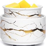 PALANCHY Ceramic Wax Warmer 3-in-1 White Gold Plate 4" Warming Dish