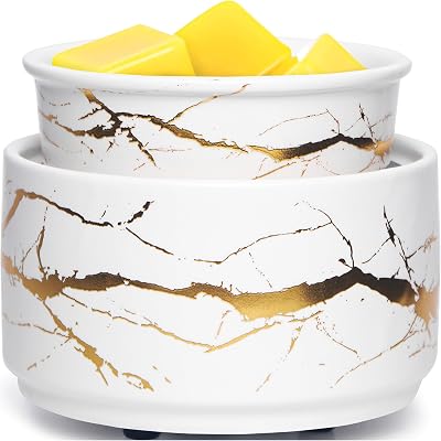 PALANCHY Ceramic Wax Warmer 3-in-1 White Gold Plate 4" Warming Dish