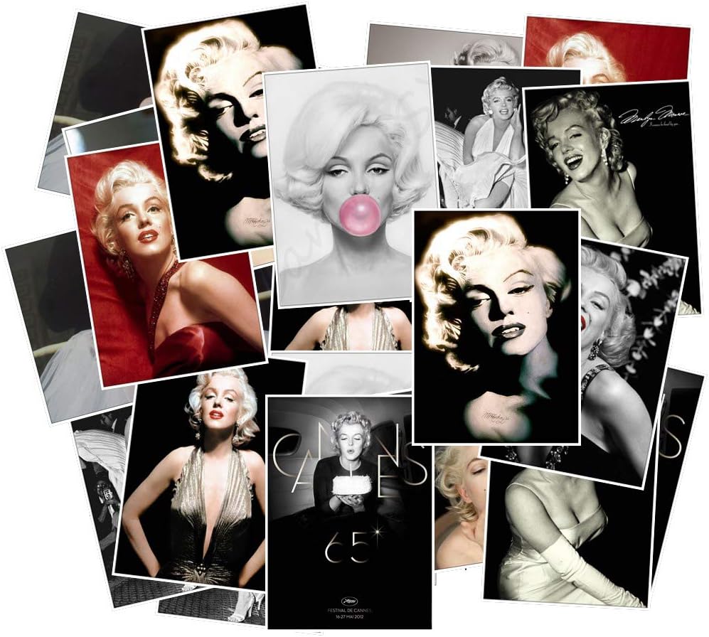 Marilyn Monroe Stickers for Water Bottle and Laptop 25pcs Pack, Waterproof Durable Trendy Vinyl Hydro Flask Decal for Teen Girl, Travel Case, Compute, Phone, Skateboard, Guitar