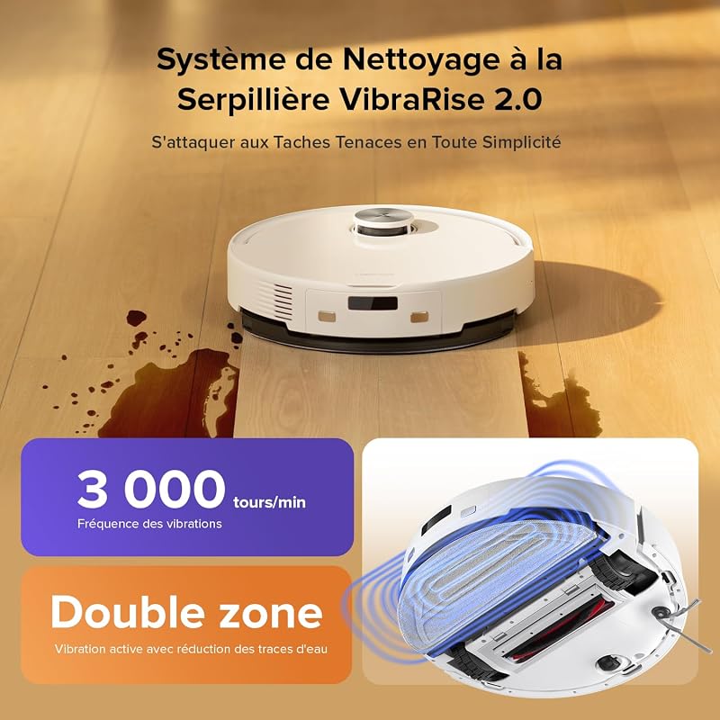 Q10 S5 Set Robot Aspirateur Laveur 10000Pa, Double Anti-emmêlement