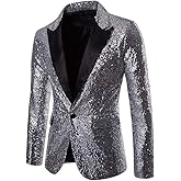 Cloudstyle Mens One Button Sequin Dress Suit Jacket Party Festival Tuxedo Sport Coat