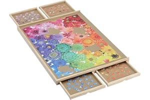 YISHAN Wooden Jigsaw Puzzle Board Table for 1500 Pieces with Drawers and Cover, Puzzle Easel, Portable Puzzle Plateau for Adults and Children