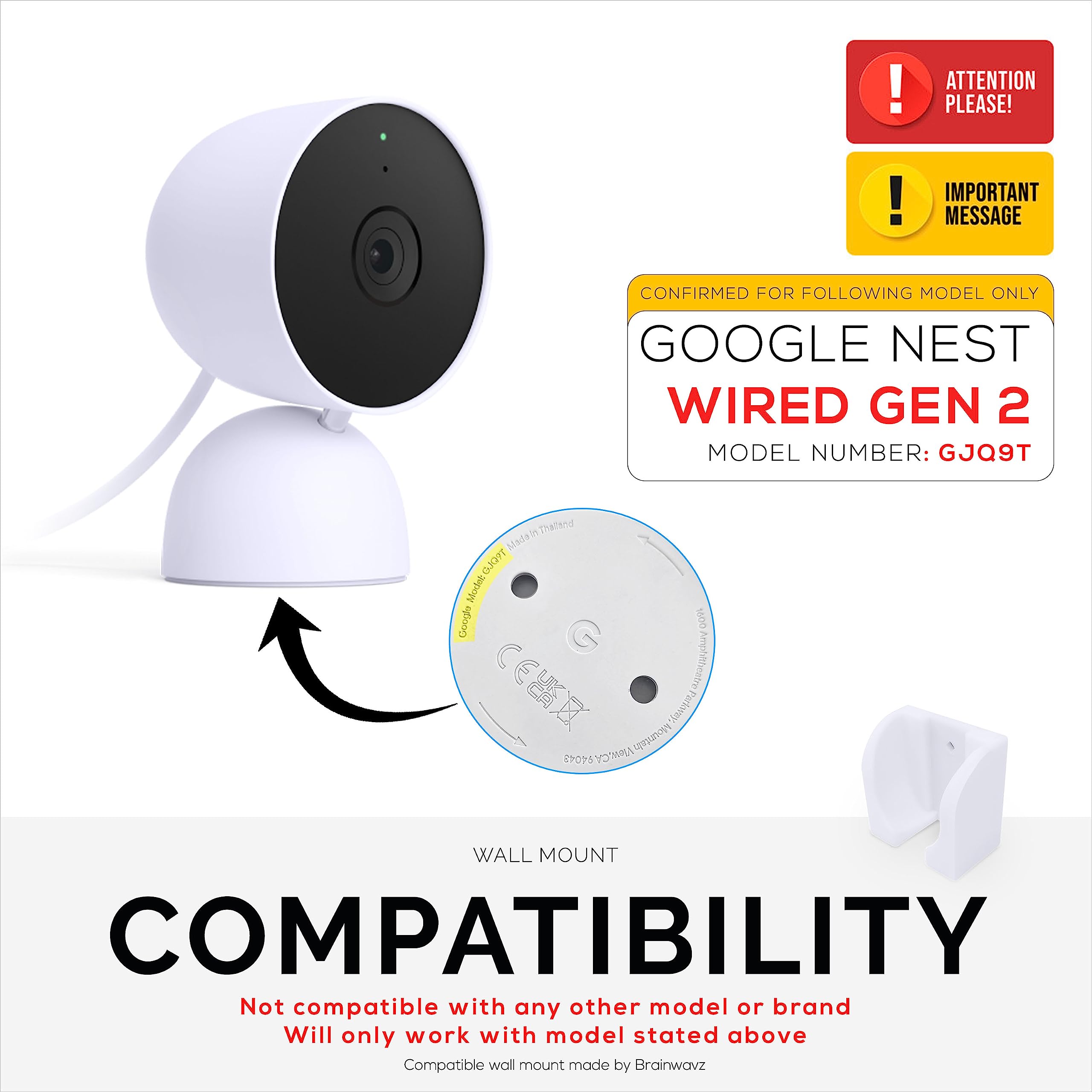Wall Mount for Google Nest Wired 2nd Generation