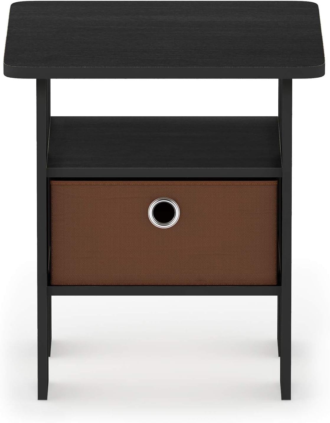 FURINNO Andrey End Table Nightstand with Bin Drawer, 1-Pack, Sonoma Oak/Ivory: Kitchen & Dining