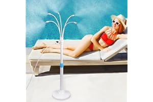 DRNCURN Stand Patio Mister, Portable Misting Cooling System for Outside Patio,Flexible Misting Line with 5 Spray Nozzles, Adjustable Riser Tube for Pool BBQ Cooling Kids Water Playing…