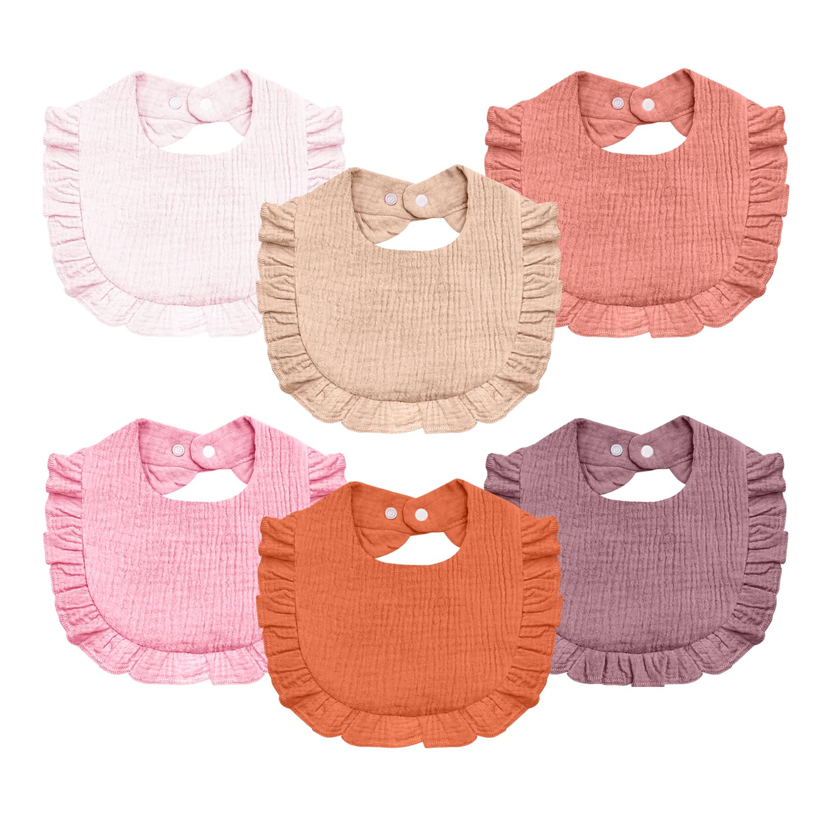 Photo 1 of NISXABEBE Baby Muslin Bibs,6 Pcs Drool Bandana Bibs for Baby Girl Drooling and Teething,Soft and Absorbent Cotton for Newborn Toddler