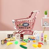 deAO Kids Shopping Cart Trolley 65 PCS Playset Red view 2