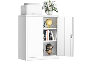 INTERGREAT Metal Storage Cabinet with Doors and Shelves,Lockable Storage Cabinets for Office,36”White Metal Utility Cabinet Garage Cabinets for Home Office, Garage, Kitchen, Shop