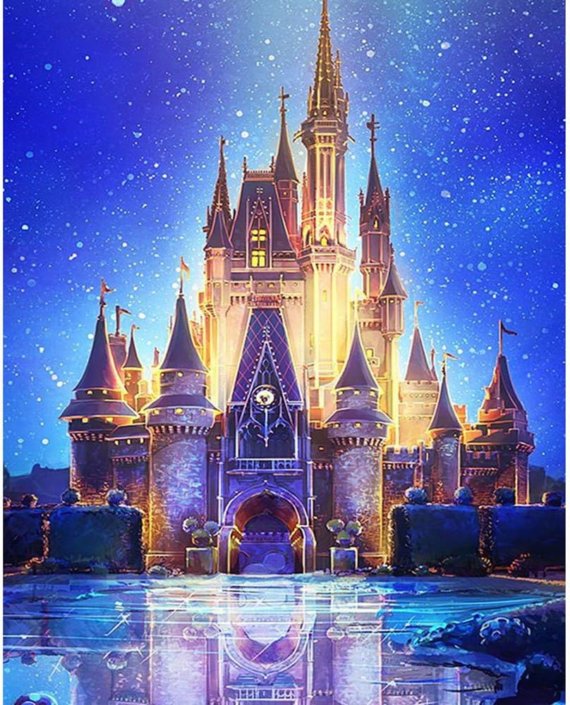HKKYT 5D DIY Diamond Painting kit Resin Rhinestone Embroidery Cross Stitch Full Drill Home Wall Decor Starry Castle (Castle 1,20x25cm)