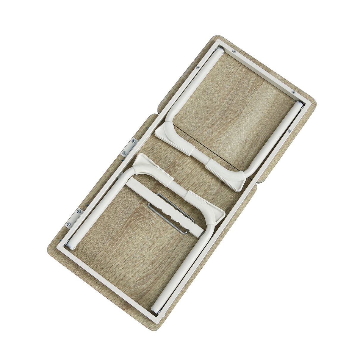 MEUBLE Cosy Laptoptisch Frühstückstablett Höhenverstellbar Betttisch Laptopständer mit klappbaren Beinen für Sofa und Bett, Naturfarben + Weiß, 65x30x27.5cm 7