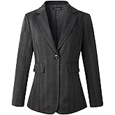 Beninos Womens Casual Blazers One Button Plaid Blazer Jacket