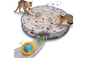 Mdupw Rechargeable Electric Cat Toys, Hide and Seek Kitten Toy, Chirping & Motion Activated Interactive Cat Toy, Hiding Cover Exercise Toy for Indoor Cats/Kitty/Kittens