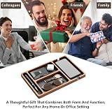 Lawnrden Valet Tray, Walnut Nightstand Organizer with Leather Inlay view 5
