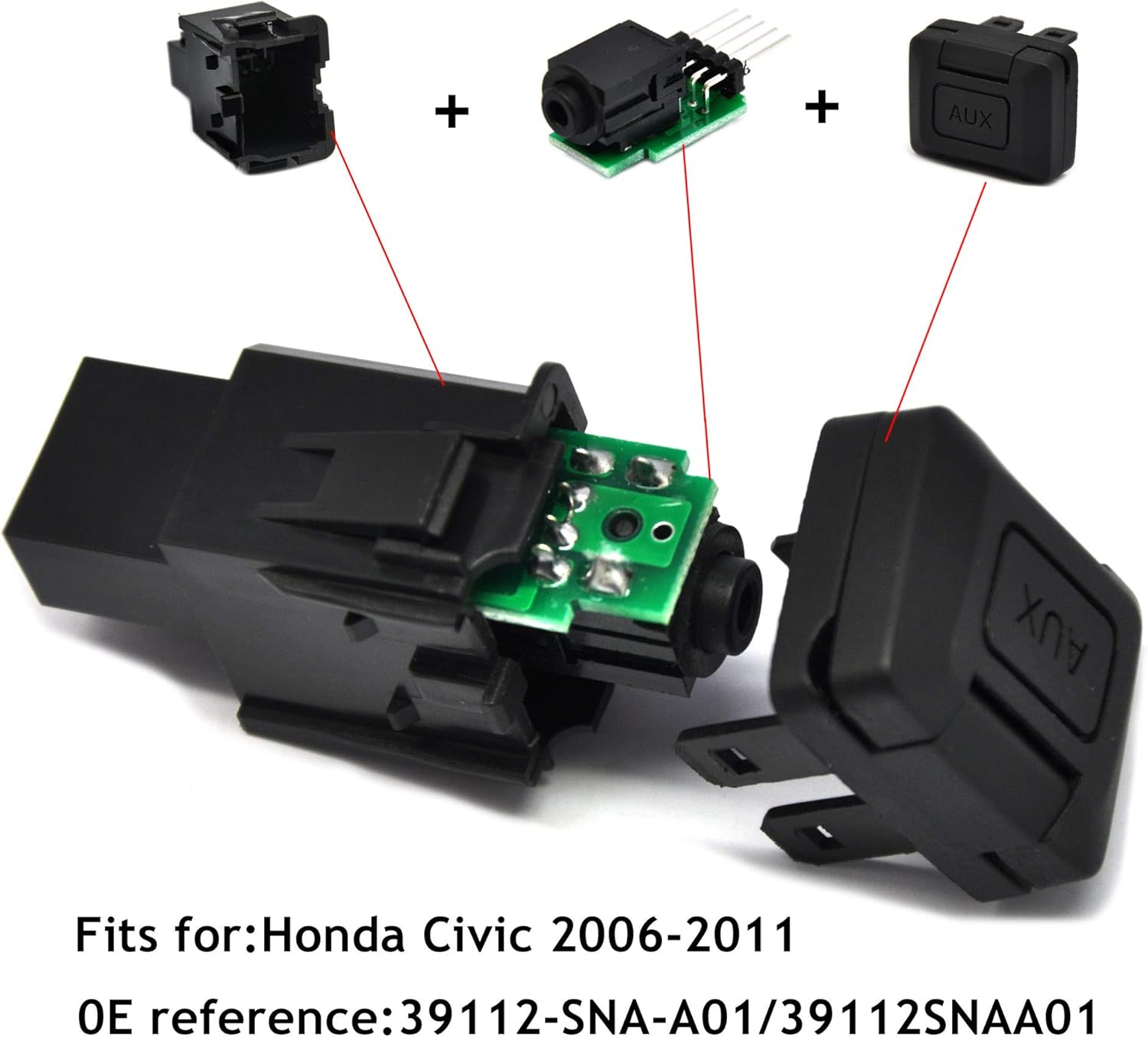 Aux Port for Honda Civic Replacement 39112SNAA01 Auxiliary Input Jack Audio