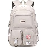 Makukke School Backpacks for Teen Girls - Laptop Backpacks 15.6 Inch College Cute Bookbag Anti Theft Women Casual Daypack,Gray