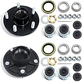GREPSPUD 5x5'' Trailer Hub Kits for 3500lb 1-1/16'' to 1-3/8'' Tapered Axle | 5 on 5'' Trailer Idler Hubs 5 Lug, Wheel Hub Assembly with L44649 L68149 Bearings, for #84 Spindle Boat RV Utility Trailers