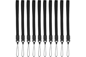 YOUOWO Wrist Lanyard, Hand Wrist Strap Lanyards 10 Pcs Nylon Lanyard Black Straps for Keys Mobile Phone Camara USB Wallet ID Name Tag Badge whistle walkie-talkie lanyard (10 Black - Combination 1)