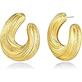 SNGIA18K Gold Plated Dangle Textured Ribbed Irregular Large Leaf Statement Earrings for Women by SNGIA, Handmade Dramatic Geometric Trendy Summer Drop Leaf Flower Jewelry Gifts, Bold Beachy Vintage Plant Fashion Drop Accessories, Vintage Nickle Free Floral Dangling Earrings.