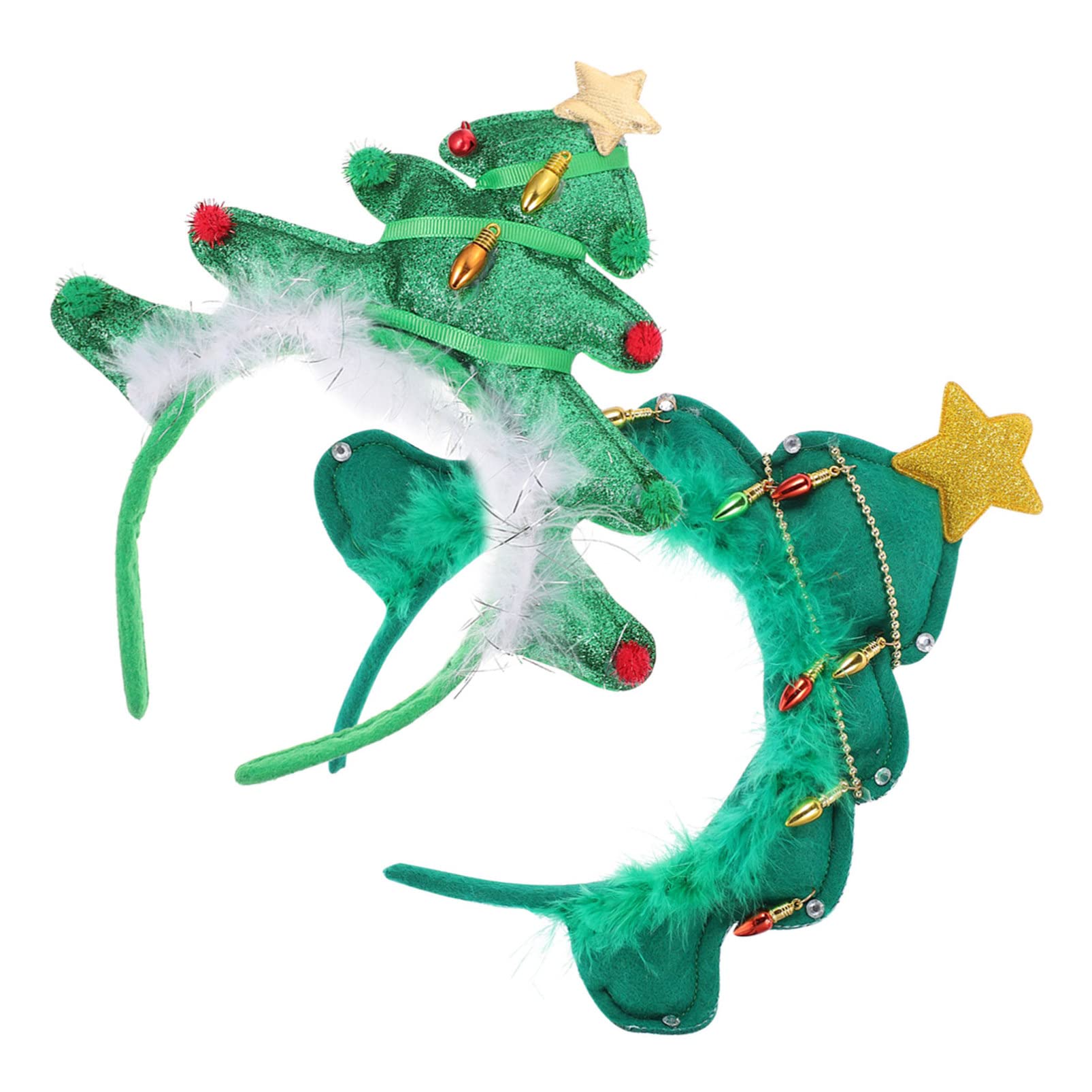 Lurrose 2Pcs LED Christmas Tree Headband Christmas Hair Hoop for Holiday Xmas Party Accessory