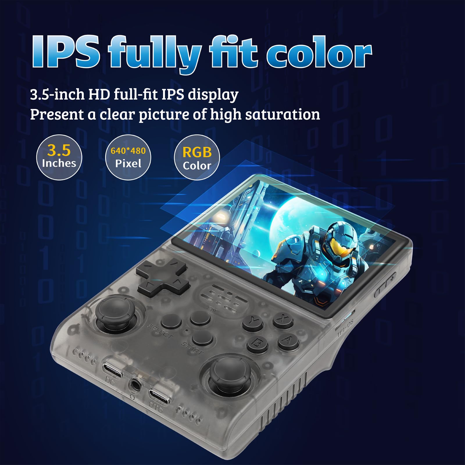 WYGaming R40S Pro+ Handheld Game Console, 30000 in 1 Games Mini Retro Video Console, 3.5-Inch IPS Screen,256GB TF Memory Memory,Built in 45+ Emulators,3800mAh Battery (Transparent Black 256G)