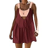 Navonta Womens Tennis Dress with Built in Shorts and Bra Cut Out Athletic Workout Dresses Hot Shot Mini Dress 2 Piece Outfit