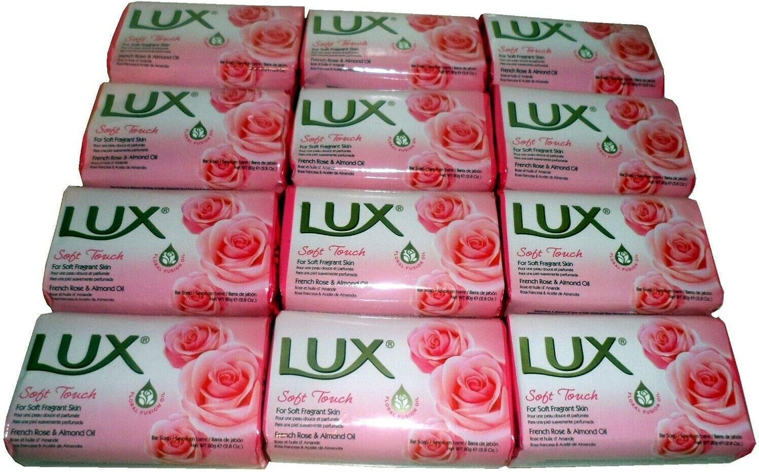 12 x Lux Soft Touch für sanft duftende Seifen mit französischem Rosen und Mandelöl 80 g Amazon