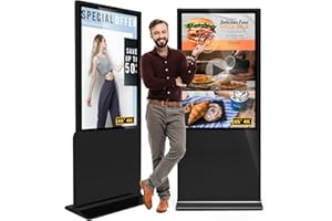 JIYANG 65 Inch Indoor Floor Standing Digital Signage with 1080 IPS LCD Touch Screen Display Kiosk Support HDMI Input Commercial Advertizing Totem Android 9.0 OS with Auto Media Player
