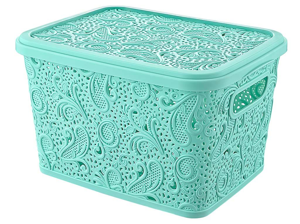 Maya Professional Tools 041210 Multi-Purpose Basket with Lid Floria, 5.5 Litres, Pink and Green and Yellow