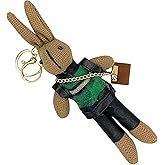 ALIJULICE Bunny Keychain Plush Purse Charm for Women and Girls, Cute Rabbit Bag Accessory with Gold Chain