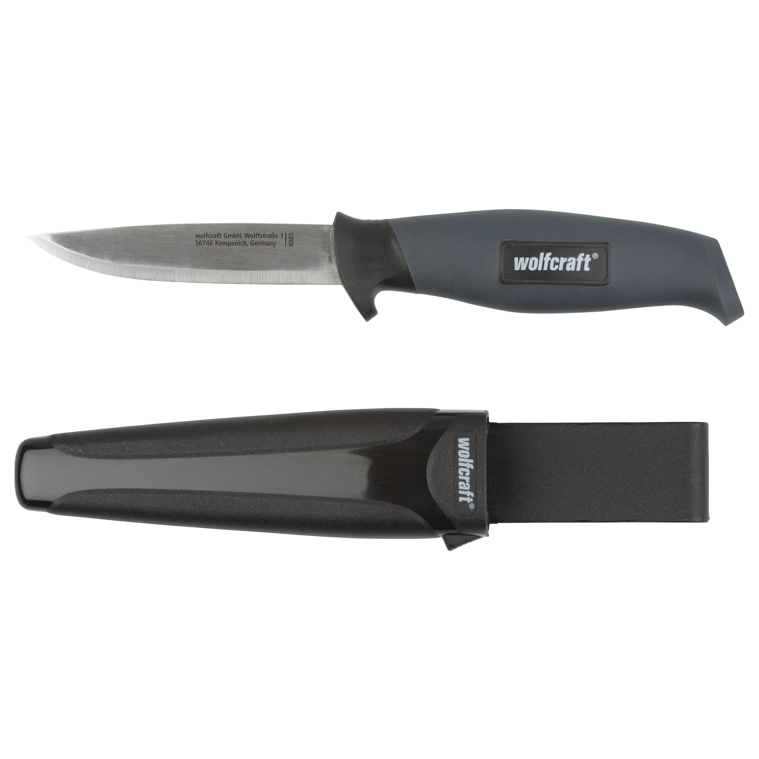 Wolfcraft Outdoor Knife with Sheath I 4085000 I Knife for hobbies, crafts and camping