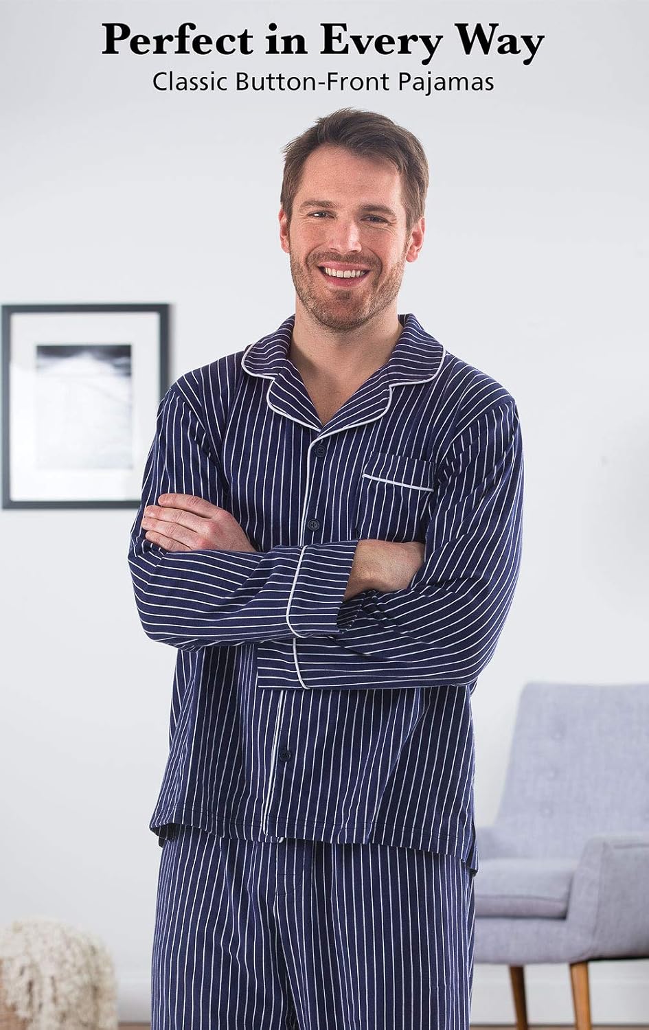 PajamaGram Classic Mens Pajamas Cotton - Men Pajamas Set at  Men’s Clothing store