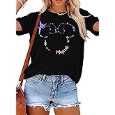 Magical Shirt for Women Believe in Magic Shirts Cute Graphic Printed Tee Family Vacation Short Sleeve Tee
