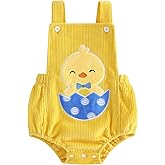 YINGISFITM My First Easter Baby Boy Girl Outfit Hatching Chick Overalls Sleeveless Bubble Romper Infant Clothes Boys Girls