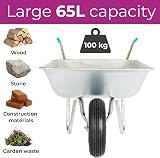 Neo Wheelbarrow Home Garden Cart Galvanised 100kg 65L 60x140x64cm view 3