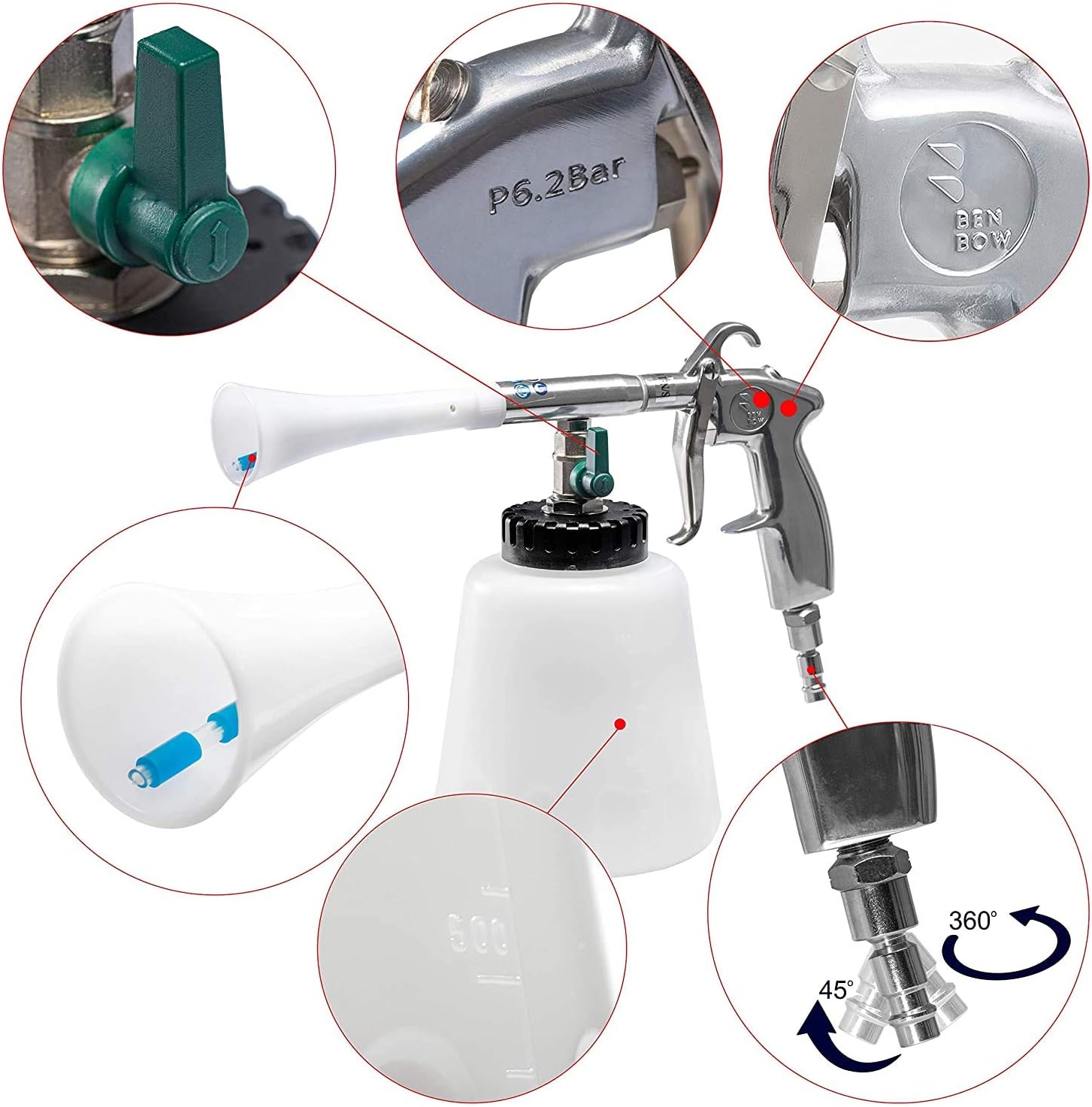 BenBow Air Cleaning Gun Blue Storm PRO, car wash gun durable and robust, rotatable plug nipple - Image 5