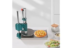 GOSHET Pizza Dough Press Machine, 9.5" Manual Pastry Press Machine Household Pizza Dough Stainless Steel Maker w/Dual 0.2in Thick Plates for Making Hand Pies Meatloaf Pizza Crusts Soft Rolls Puff Pastry