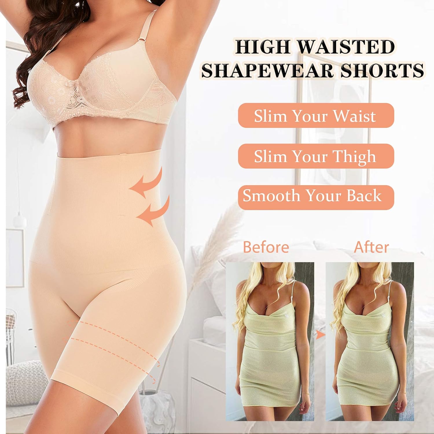 Shapewear Shorts for Women Tummy Control Body Shaper Panties Thigh Slimmer High Waisted Slip Shorts Under Dresses at  Women’s Clothing store