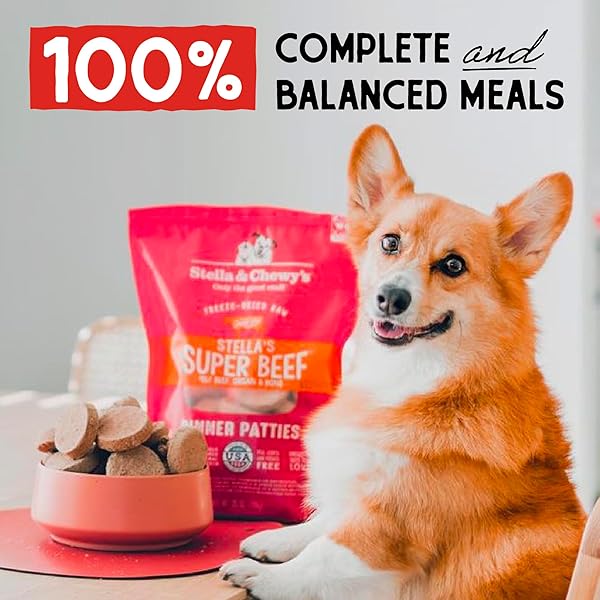 STELLA & CHEWY’S FREEZE DRIED RAW DINNER PATTIES – GRAIN FREE DOG FOOD, PROTEIN RICH STELLA’S SUPER BEEF RECIPE – 5.5 OZ BAG