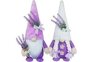 CRCZK Spring Gnome Decor Lavender Gnomes Decorations for Home Swedish Gnome Gifts for Women Handmade Purple Kitchen Decor Spring Tier Tray Decor