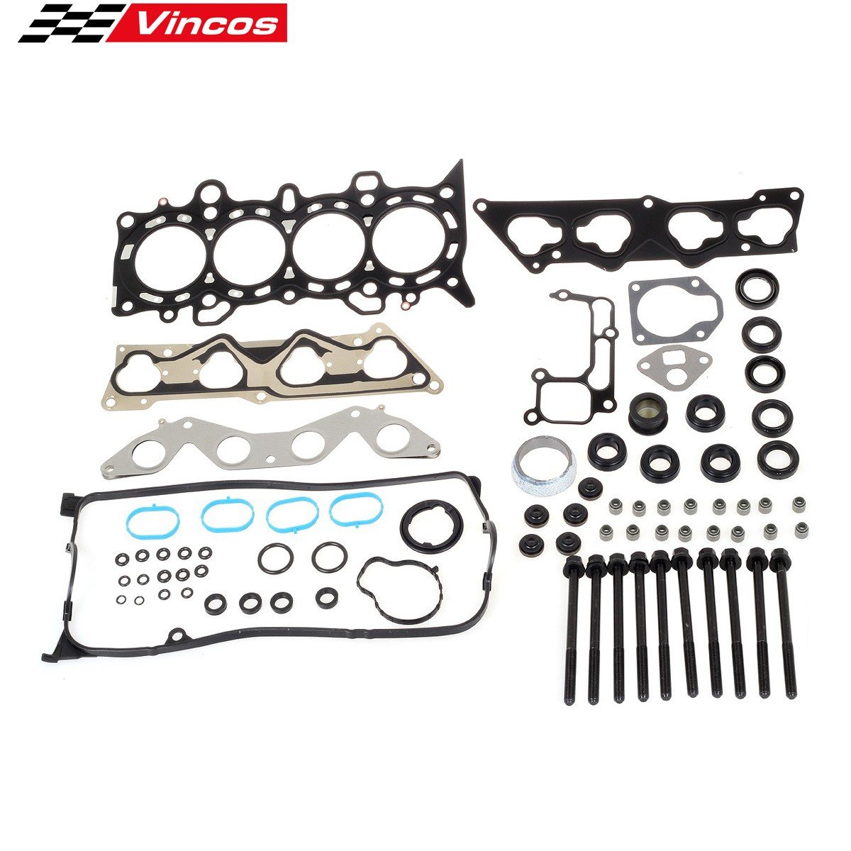 Vincos Head Gasket Set with Head Bolts Compatible with Honda Civic DX LX 01-2005 VTEC D17A1 1.7L