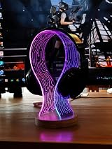 YuanDian Walnut Headphone Stand LED Light USB Powered Gamer Headset Holder view 3
