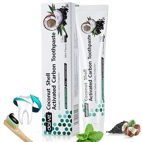 Kokosnuss Aktivkohle Zahnpasta - Zähne Weisser Machen Schwarz Zahnpasta - Fluoridfreie Zahncreme Natürliche Whitening Charcoa