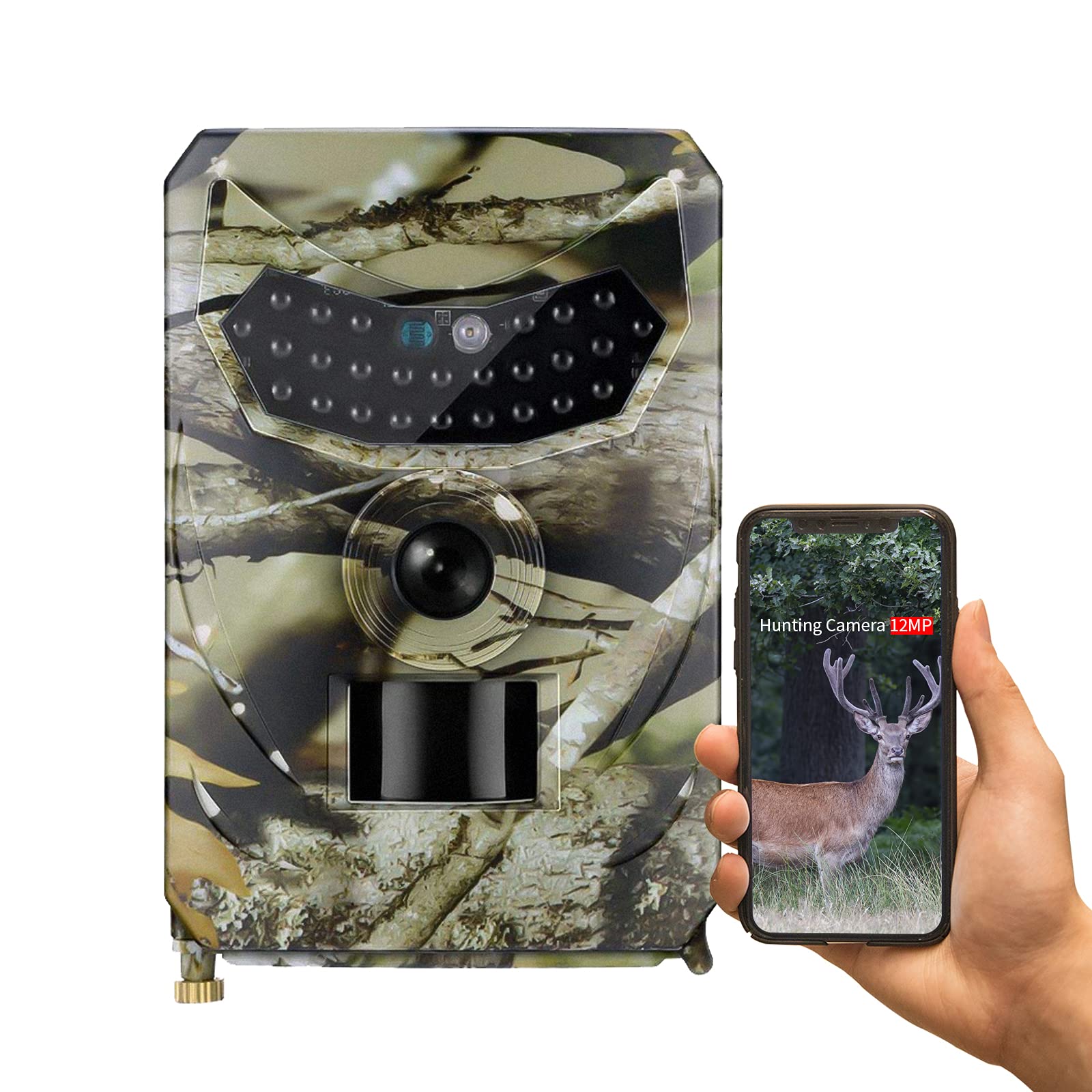 Trail Game Camera, 12MP 1080P Waterproof Hunting Scouting Cam for Wildlife Monitoring with IR Night Vision
