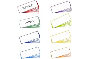 50 Pack Dry Erase Magnetic Labels, 3.2 x 1.2 in Magnetic Name Plate Tag Label, Reusable Magnetic Toolbox Labels for Whiteboar