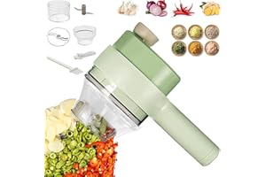 Kitchen Goods Electric Vegetable Cutter Set - 4 in 1 Portable, Rechargeable, Wireless Food Processor & Chopper Machine for Pe